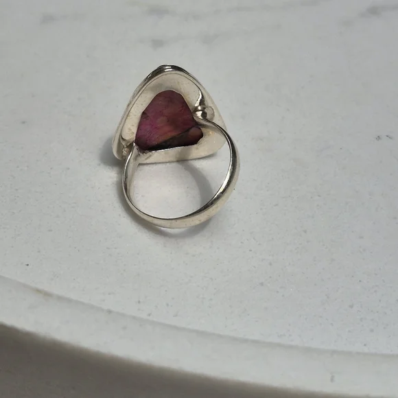 925 Silver Pink Cotton Candy Cooper Turqouis Artisanal Handmade Ring - Picture 8 of 11